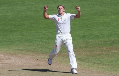 260816 - Glamorgan v Sussex, Specsavers County Championship, Division 2 - Timm van der Gugten of Glamorgan shows his frustration as he misses the opportunity to take a wicket