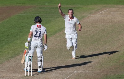 260816 - Glamorgan v Sussex, Specsavers County Championship, Division 2 - Graham Wagg of Glamorgan celebrates after Chris Nash of Sussex is caught out by Mark Wallace of Glamorgan