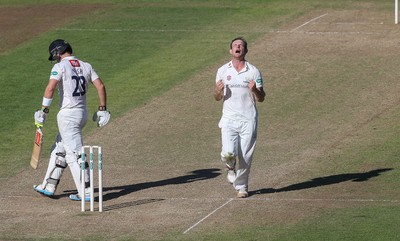 260816 - Glamorgan v Sussex, Specsavers County Championship, Division 2 - Graham Wagg of Glamorgan celebrates after Chris Nash of Sussex is caught out by Mark Wallace of Glamorgan