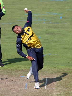 260819 - Glamorgan v Sussex Sharks - Vitality T20 Blast - Prem Sisodiya of Glamorgan bowling