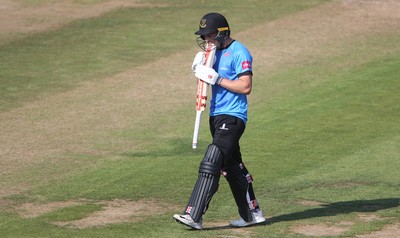 260819 - Glamorgan v Sussex Sharks - Vitality T20 Blast - Phil Salt of Sussex walks off after being dismissed