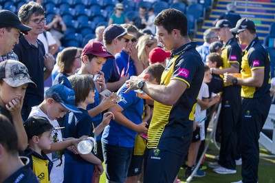 260819 - Glamorgan v Sussex Sharks - Vitality T20 Blast - Players sign autographs after the match