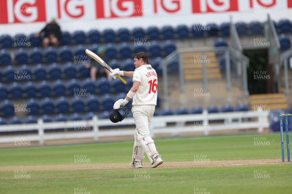 270623 - Glamorgan v Sussex, LV= Insurance County Championship, Div 2 - Sam Northeast of Glamorgan acknowledges the crowd as he reaches his 100