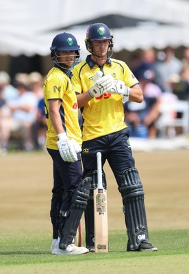 220726 - Glamorgan v Sussex Sharks, Metro Bank One Day Cup - Henry Hurle of Glamorgan and Jack Hope-Bell of Glamorgan