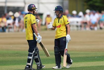 220726 - Glamorgan v Sussex Sharks, Metro Bank One Day Cup - Henry Hurle of Glamorgan and Jack Hope-Bell of Glamorgan