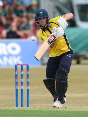 220726 - Glamorgan v Sussex Sharks, Metro Bank One Day Cup - Jack Hope-Bell of Glamorgan plays a shot