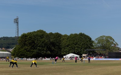 220726 - Glamorgan v Sussex Sharks, Metro Bank One Day Cup - A general view of the Gnoll as Glamorgan take on Sussex Sharks in the Metro Bank One Day Cup