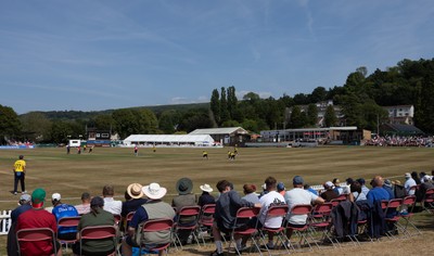 220726 - Glamorgan v Sussex Sharks, Metro Bank One Day Cup - A general view of the Gnoll as Glamorgan take on Sussex Sharks in the Metro Bank One Day Cup