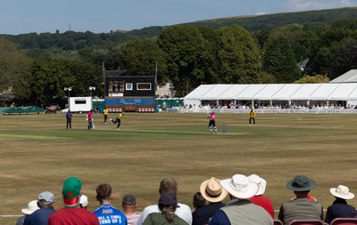 220726 - Glamorgan v Sussex Sharks, Metro Bank One Day Cup - A general view of the Gnoll as Glamorgan take on Sussex Sharks in the Metro Bank One Day Cup