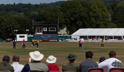 220726 - Glamorgan v Sussex Sharks, Metro Bank One Day Cup - A general view of the Gnoll as Glamorgan take on Sussex Sharks in the Metro Bank One Day Cup