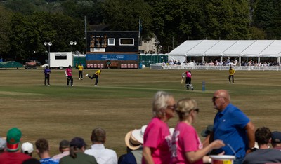 220726 - Glamorgan v Sussex Sharks, Metro Bank One Day Cup - A general view of the Gnoll as Glamorgan take on Sussex Sharks in the Metro Bank One Day Cup