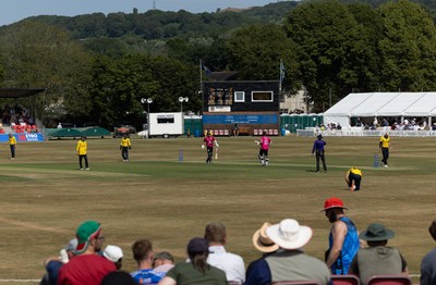 220726 - Glamorgan v Sussex Sharks, Metro Bank One Day Cup - A general view of the Gnoll as Glamorgan take on Sussex Sharks in the Metro Bank One Day Cup