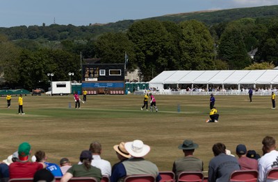 220726 - Glamorgan v Sussex Sharks, Metro Bank One Day Cup - A general view of the Gnoll as Glamorgan take on Sussex Sharks in the Metro Bank One Day Cup
