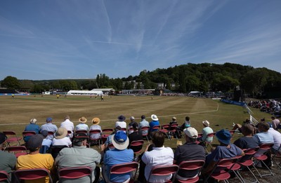 220726 - Glamorgan v Sussex Sharks, Metro Bank One Day Cup - A general view of the Gnoll as Glamorgan take on Sussex Sharks in the Metro Bank One Day Cup