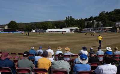 220726 - Glamorgan v Sussex Sharks, Metro Bank One Day Cup - A general view of the Gnoll as Glamorgan take on Sussex Sharks in the Metro Bank One Day Cup