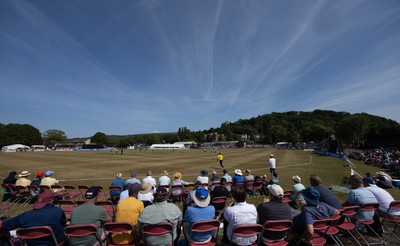 220726 - Glamorgan v Sussex Sharks, Metro Bank One Day Cup - A general view of the Gnoll as Glamorgan take on Sussex Sharks in the Metro Bank One Day Cup