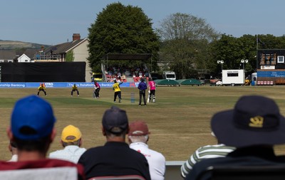 220726 - Glamorgan v Sussex Sharks, Metro Bank One Day Cup - A general view of the Gnoll as Glamorgan take on Sussex Sharks in the Metro Bank One Day Cup