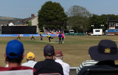 220726 - Glamorgan v Sussex Sharks, Metro Bank One Day Cup - A general view of the Gnoll as Glamorgan take on Sussex Sharks in the Metro Bank One Day Cup