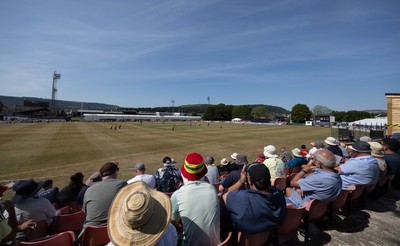 220726 - Glamorgan v Sussex Sharks, Metro Bank One Day Cup - A general view of the Gnoll as Glamorgan take on Sussex Sharks in the Metro Bank One Day Cup