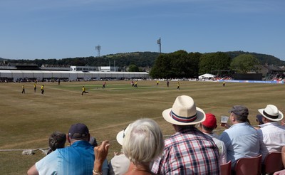 220726 - Glamorgan v Sussex Sharks, Metro Bank One Day Cup - A general view of the Gnoll as Glamorgan take on Sussex Sharks in the Metro Bank One Day Cup
