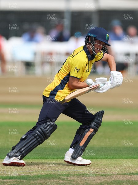 220726 - Glamorgan v Sussex Sharks, Metro Bank One Day Cup - Jack Hope-Bell of Glamorgan plays a shot