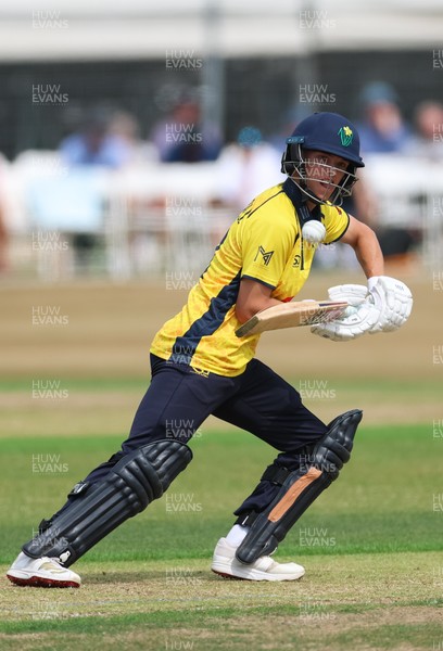 220726 - Glamorgan v Sussex Sharks, Metro Bank One Day Cup - Jack Hope-Bell of Glamorgan plays a shot