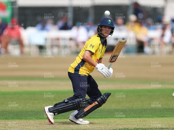 220726 - Glamorgan v Sussex Sharks, Metro Bank One Day Cup - Jack Hope-Bell of Glamorgan plays a shot