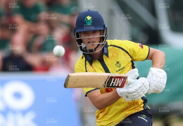 220726 - Glamorgan v Sussex Sharks, Metro Bank One Day Cup - Jack Hope-Bell of Glamorgan plays a shot