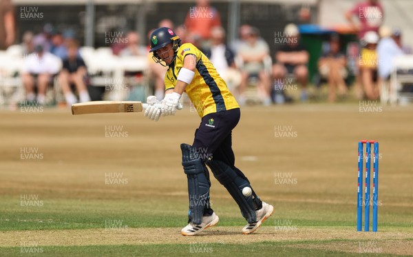 220726 - Glamorgan v Sussex Sharks, Metro Bank One Day Cup - Alex Horton of Glamorgan   plays a shot