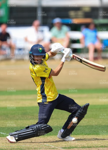 220726 - Glamorgan v Sussex Sharks, Metro Bank One Day Cup - Jack Hope-Bell of Glamorgan plays a shot