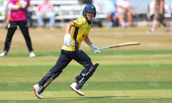 220726 - Glamorgan v Sussex Sharks, Metro Bank One Day Cup - Jack Hope-Bell of Glamorgan plays a shot