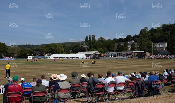 220726 - Glamorgan v Sussex Sharks, Metro Bank One Day Cup - A general view of the Gnoll as Glamorgan take on Sussex Sharks in the Metro Bank One Day Cup