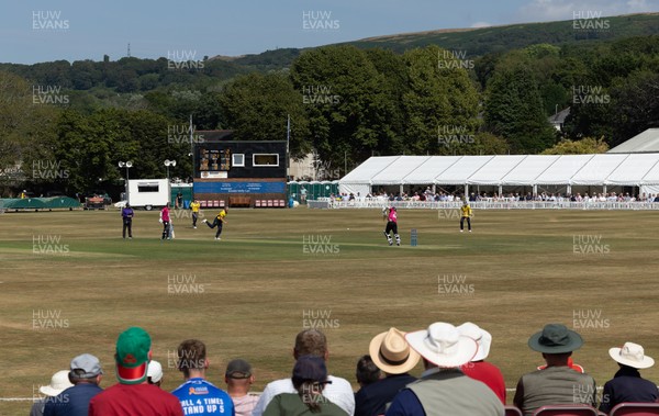 220726 - Glamorgan v Sussex Sharks, Metro Bank One Day Cup - A general view of the Gnoll as Glamorgan take on Sussex Sharks in the Metro Bank One Day Cup