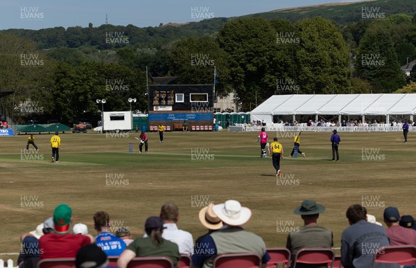 220726 - Glamorgan v Sussex Sharks, Metro Bank One Day Cup - A general view of the Gnoll as Glamorgan take on Sussex Sharks in the Metro Bank One Day Cup