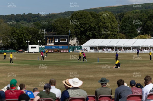 220726 - Glamorgan v Sussex Sharks, Metro Bank One Day Cup - A general view of the Gnoll as Glamorgan take on Sussex Sharks in the Metro Bank One Day Cup