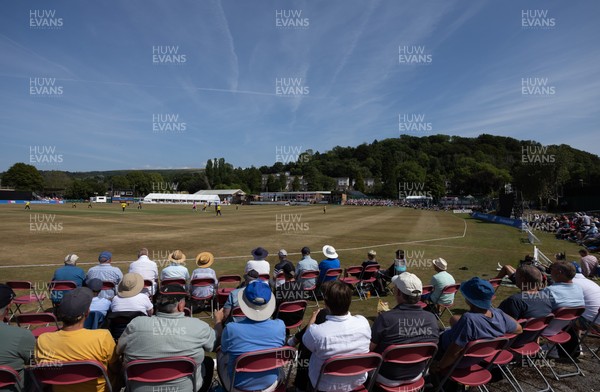 220726 - Glamorgan v Sussex Sharks, Metro Bank One Day Cup - A general view of the Gnoll as Glamorgan take on Sussex Sharks in the Metro Bank One Day Cup