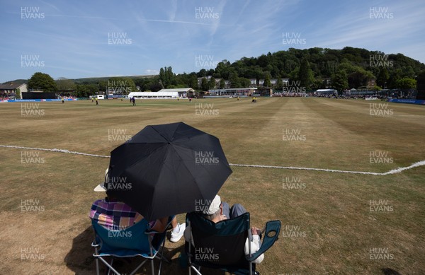 220726 - Glamorgan v Sussex Sharks, Metro Bank One Day Cup - A general view of the Gnoll as Glamorgan take on Sussex Sharks in the Metro Bank One Day Cup