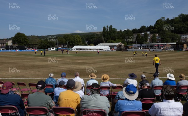 220726 - Glamorgan v Sussex Sharks, Metro Bank One Day Cup - A general view of the Gnoll as Glamorgan take on Sussex Sharks in the Metro Bank One Day Cup