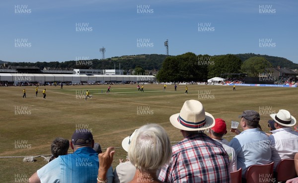 220726 - Glamorgan v Sussex Sharks, Metro Bank One Day Cup - A general view of the Gnoll as Glamorgan take on Sussex Sharks in the Metro Bank One Day Cup