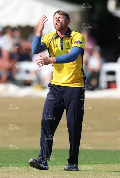 220726 - Glamorgan v Sussex Sharks, Metro Bank One Day Cup - Dan Douthwaite of Glamorgan reacts