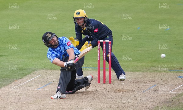 020721 - Glamorgan v Sussex Sharks, T20 Vitality Blast - Luke Wright of Sussex Sharks hits a four during his partnership with Phil Salt