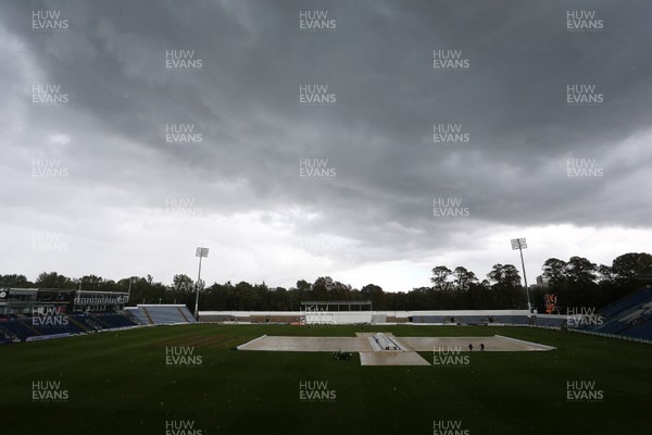060920 - Glamorgan Cricket v Warwickshire - Bob Willis Trophy - The covers are put on as rain stops play