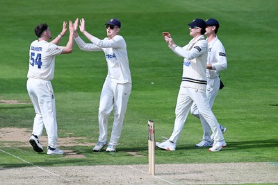 080926 - Glamorgan v Warwickshire - Rothesay County Championship - Asa Tribe of Glamorgan was bowled by Ethan Bamber of Warwickshire