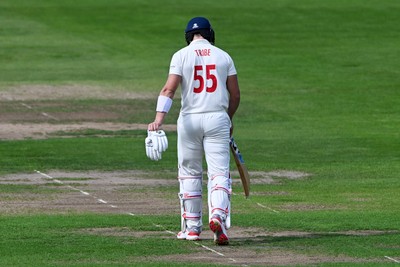 080926 - Glamorgan v Warwickshire - Rothesay County Championship - Asa Tribe of Glamorgan was bowled by Ethan Bamber of Warwickshire