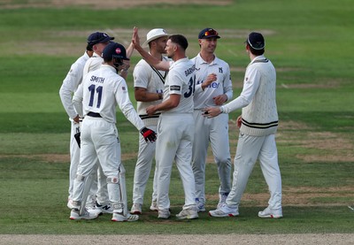 090926 - Glamorgan v Warwickshire - Rothesay County Championship, Division One - Ed Barnard of Warwickshire celebrates taking the wicket of Asa Tribe for LBW