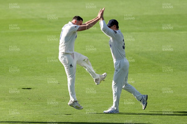 090926 - Glamorgan v Warwickshire - Rothesay County Championship, Division One - Ed Barnard of Warwickshire celebrates taking the wicket of Season Dickson of Glamorgan