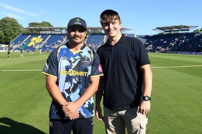 030726 - Glamorgan v Warwickshire Bears - Vitality Blast Men - Kiran Carlson of Glamorgan at the coin toss
