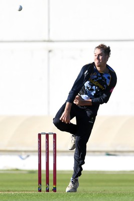 030726 - Glamorgan v Warwickshire Bears - Vitality Blast Men - Ben Kellaway of Glamorgan bowling