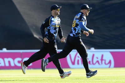 030726 - Glamorgan v Warwickshire Bears - Vitality Blast Men - Sean Dickson of Glamorgan catches the ball to dismiss Beau Webster of Warwickshire Bears