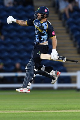 030726 - Glamorgan v Warwickshire Bears - Vitality Blast Men - Sean Dickson of Glamorgan celebrates the win at the end of the match